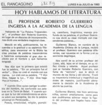 El Profesor Roberto Guerrero ingresa a la Academia de la Lengua.