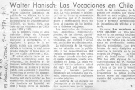 Walter Hanisch, las vocaciones en Chile