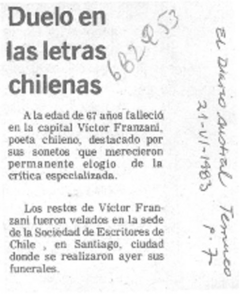Duelo en las letras chilenas.