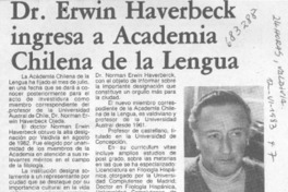 Dr.Erwin Haverberck ingresa a Academia Chilena de la Lengua.