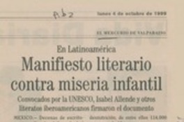 Manifiesto literario contra miseria infantil.