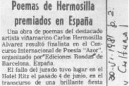 Poemas de Hermosilla premiados en España.