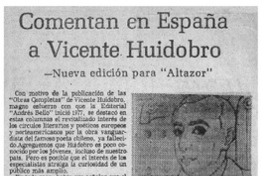 Comentan en España a Vicente Huidobro.