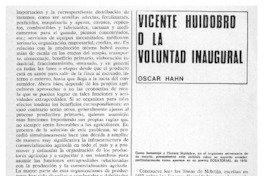 Vicente Huidobro o la voluntad inaugural