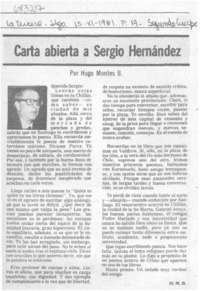 Carta abierta a Sergio Hernández