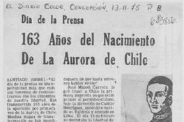 163 años del nacimiento de la Aurora de Chile.