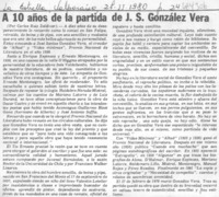 A 10 años de la partida de J. S. González Vera