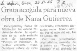 Grata acogida para nueva obra de Nana Gutiérrez.