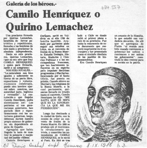 Camilo Henríquez o Quirino Lemachez.