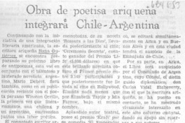 Obra de poetisa ariqueña integrará Chile-Argentina.