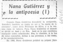 Nana Gutiérrez y la antipoesía (I)