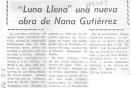 Luna llena" una nueva obra de Nana Gutiérrez.
