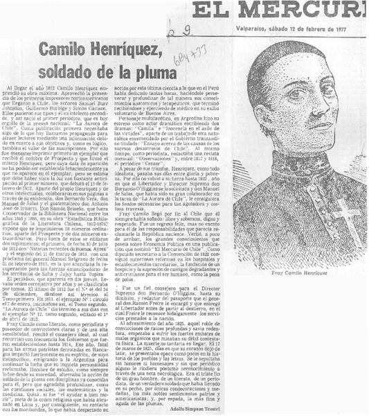 Camilo Henríquez, soldado de la pluma