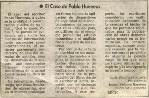 El caso Pablo Huneeus.