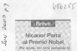 Nicanor Parra al Premio Nobel.