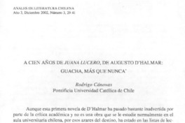 A cien años de Juana Lucero, de Augusto D'Halmar: guacha, más que nunca