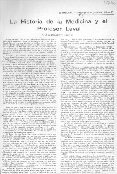 La historia de la medicina y el profesor Laval