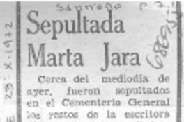 Sepultada Marta Jara.