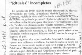 Rituales" incompletos.