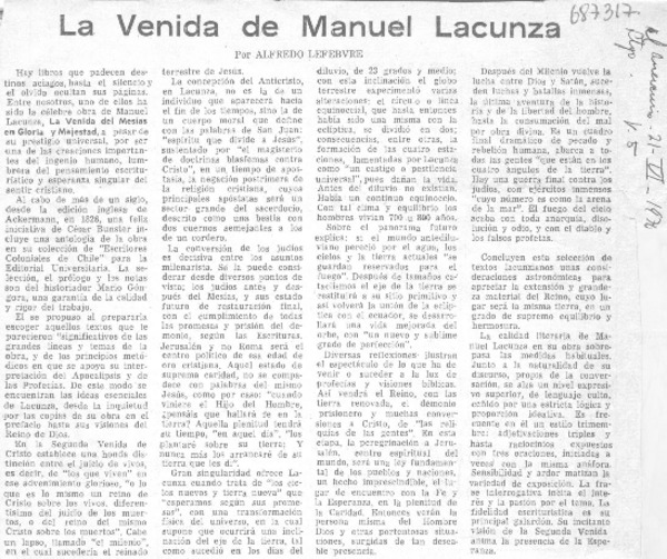 La venida de Manuel Lacunza