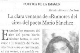 La clara ventana de "Rumores del aire" del poeta Mario Sánchez