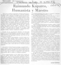 Raimundo Kupareo, humanista y maestro