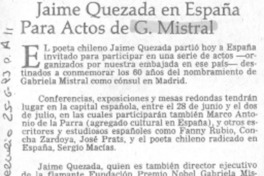 Jaime Quezada en España para actos de G. Mistral.