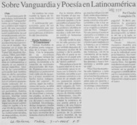 Sobre vanguardia y poesía en Latinoamérica
