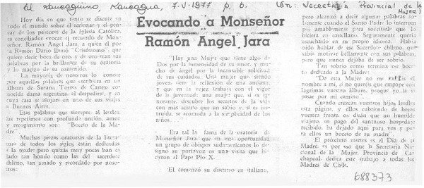 Evocando a monseñor Ramón Angel Jara.