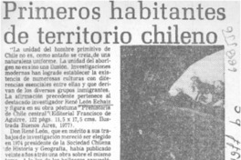 Primeros habitantes de territorio chileno.