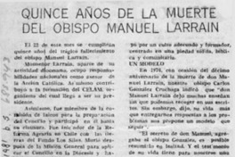 Quince años de la muerte del Obispo Manuel Larraín.