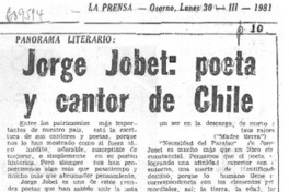 Jorge Jobet: poeta y cantor de Chile