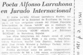 Poeta Alfonso Larrahona en jurado internacional.