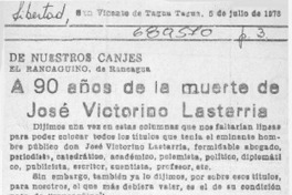 A 90 años de la muerte de José Victorino Lastarria