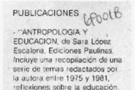 Antropología y educación.