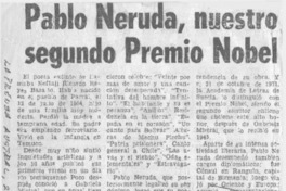 Pablo Neruda, nuestro segundo Premio Nobel.