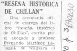 Reseña histórica de Chillán.