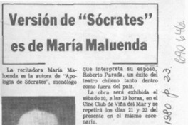 Versión de "Sócrates" es de María Maluenda.