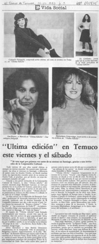 "Ultima edición" en Temuco este viernes y sábado.