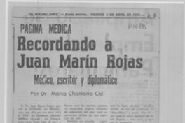 Recordando a Juan Marín médico, escritor y diplomático