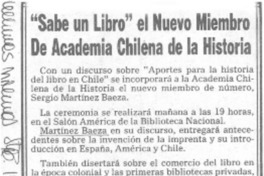 "Sabe un libro" el nuevo miembro de Academia Chilena de la Historia.