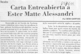 Carta entreabierta a Ester Matte Alessandri