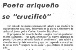 POeta ariqueño se "crucificó".