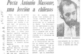 Poeta Antonio Massone, una lección a chilenos.