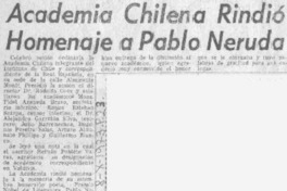 Academia Chilena rindió homenaje a Pablo Neruda.