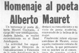 Homenaje al poeta Alberto Mauret.