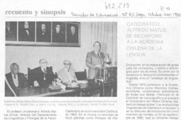 Catedrático Alfredo Matus se incorporó a la Academia Chilena de la Lengua.