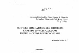 Perfiles biográficos del profesor Ernesto Livavic Gazzano  [artículo] Manuel Canales C.