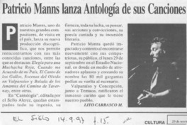 Patricio Manns lanza antología de sus canciones  [artículo].