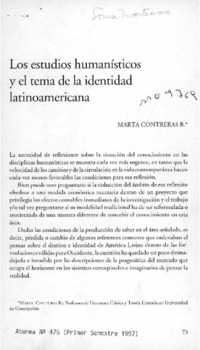 Los estudios humanísticos y el tema de la identidad latinoamericana  [artículo] Marta Contreras B.